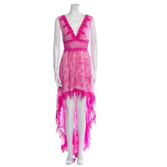 Temptation Positano - Lace and Crochet Pattern Long Dress - Pink - Size Small - Picture 1 of 14